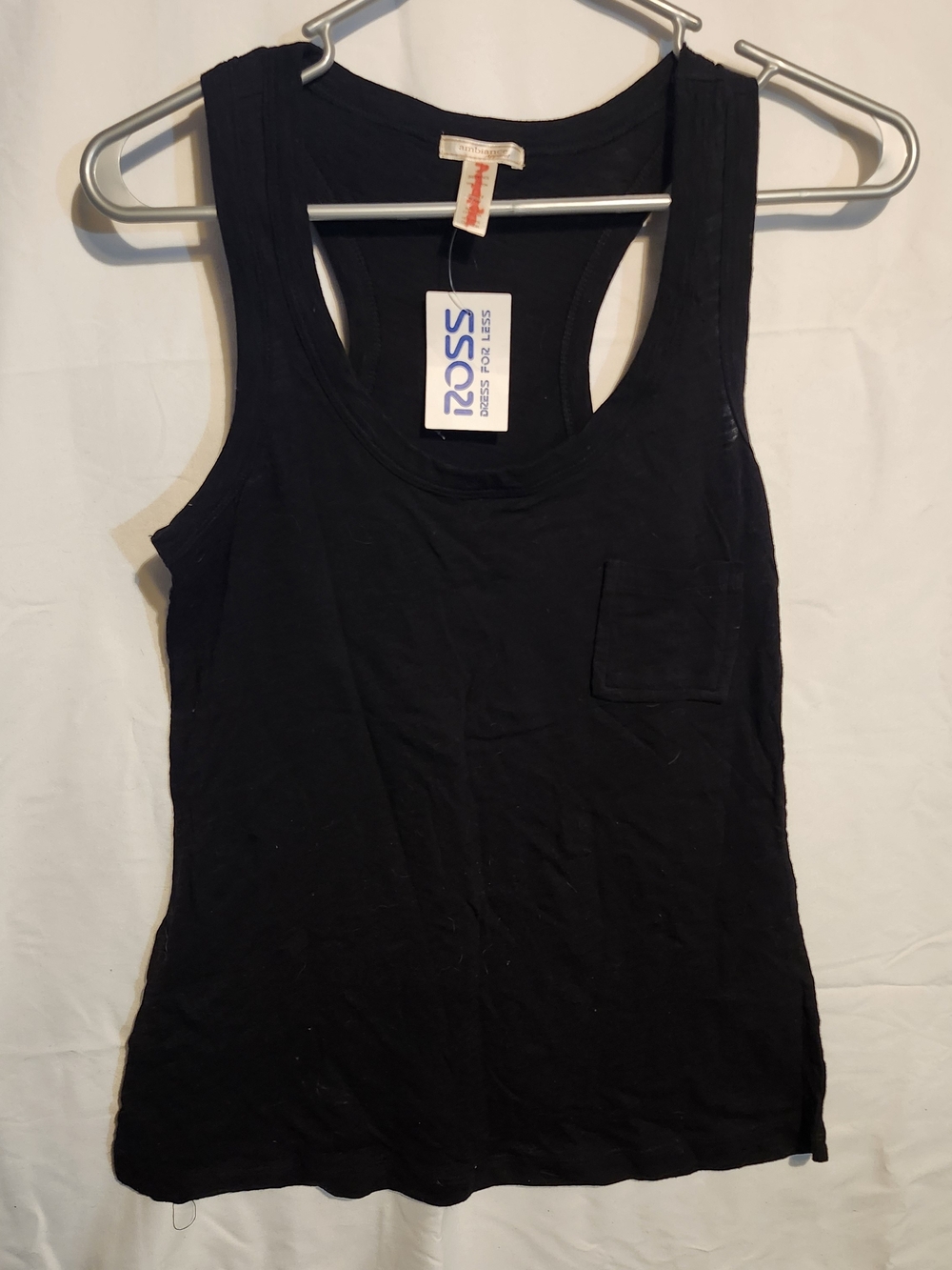 Ambiance Black Scoop Neck Tank Top with Chest Pocket
